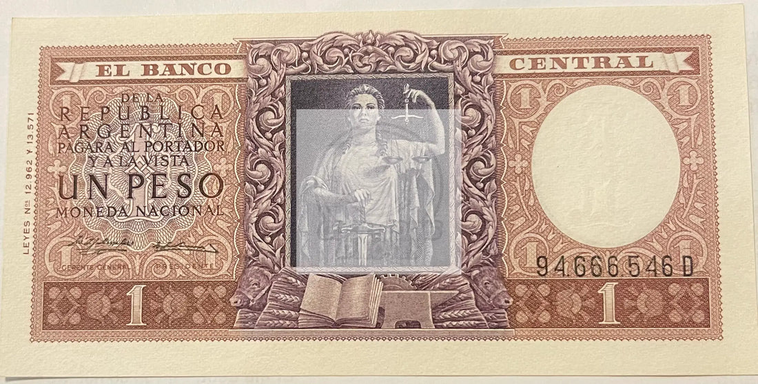 Argentina 1956-1957 1 Peso P-263b UNC, World Banknote - Cool Coins & Notes