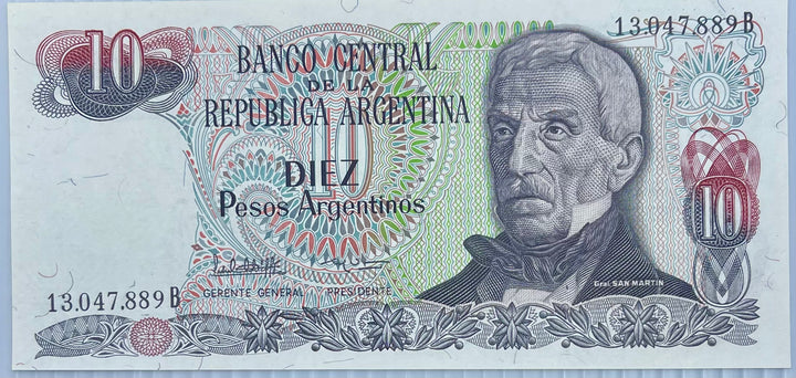 Argentina 1983-84 10 Pesos P-313 UNC Banknote - Cool Coins & Notes