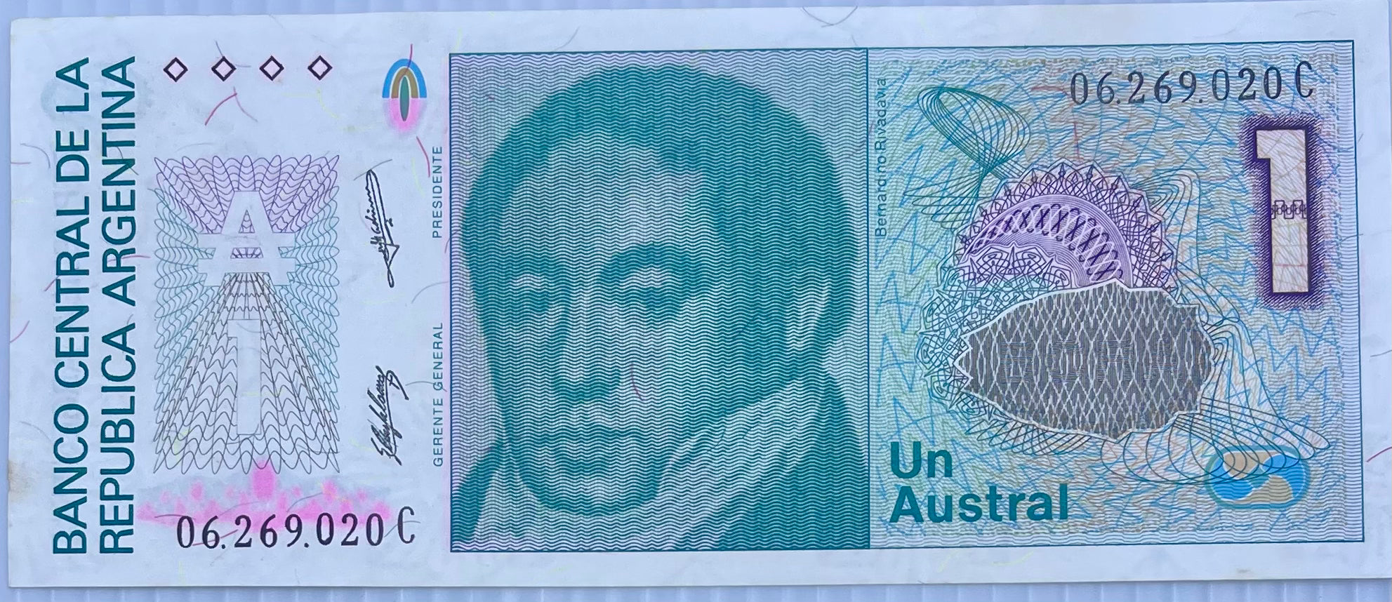 Argentina 1986-89 1 Austral P-323 UNC Banknote - Cool Coins & Notes