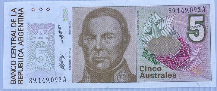 Argentina 1987-89 5 Australs P-324 UNC Banknote - Cool Coins & Notes