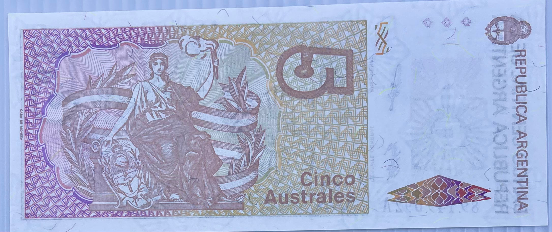 Argentina 1987-89 5 Australs P-324 UNC Banknote - Cool Coins & Notes