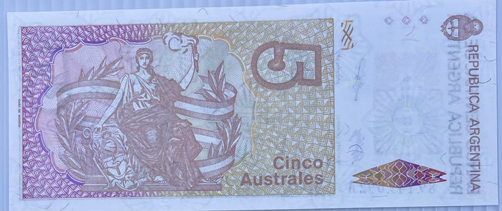 Argentina 1987-89 5 Australs P-324 UNC Banknote - Cool Coins & Notes