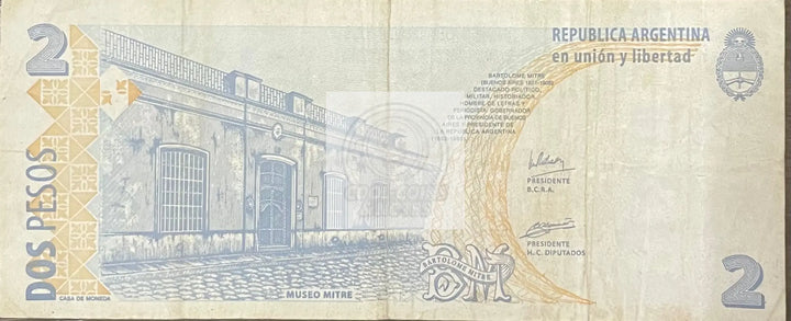Argentina 2005-2006 2 Pesos P-352 Used Banknote - Cool Coins & Notes