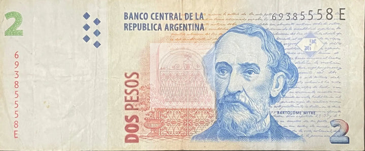 Argentina 2005-2006 2 Pesos P-352 Used Banknote - Cool Coins & Notes