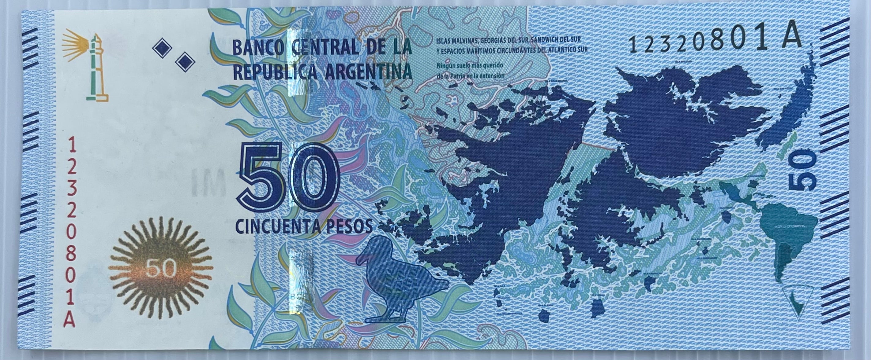 Argentina 2015 50 Pesos P-362 UNC - Cool Coins & Notes