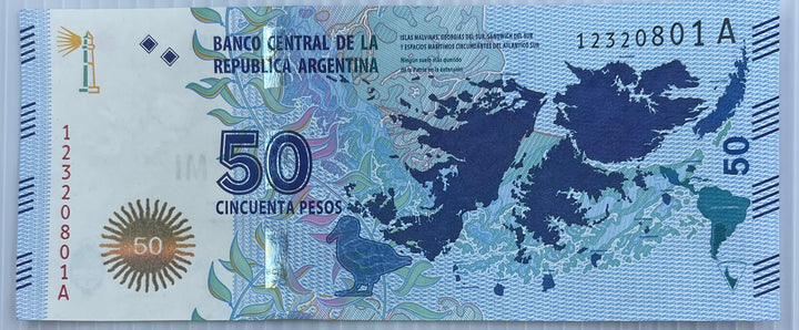 Argentina 2015 50 Pesos P-362 UNC - Cool Coins & Notes