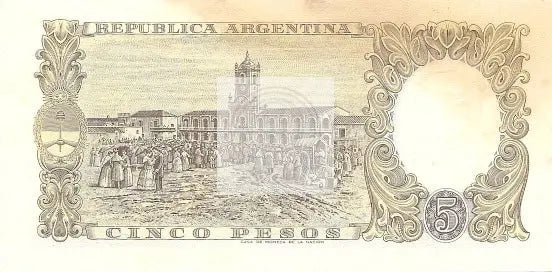 Argentina 5 Pesos Note/Billett ND 1960-1962 P 275 Uncirculated - Cool Coins & Notes