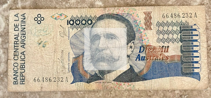 Argentina, 10,000 (10000) Australes ND (1991) P-334b Used Lady Liberty  BANKNOTE - Cool Coins & Notes