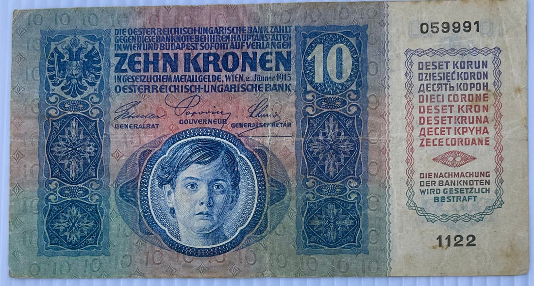Austria 1915 10 Kronen P-43 Used World Banknote - Cool Coins & Notes