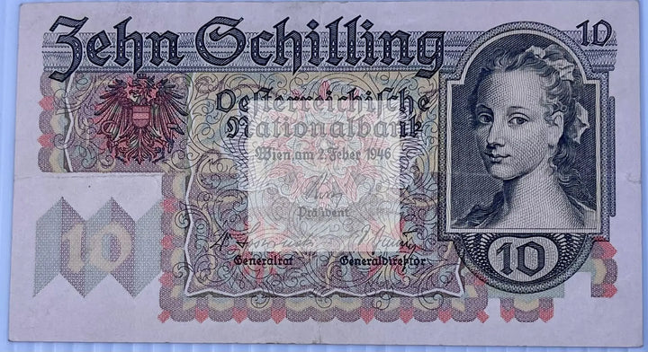 Austria 1946 10 Schilling P-122 Used Banknote - Cool Coins & Notes