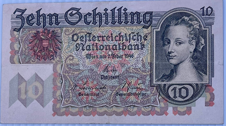 Austria 1946 10 Schillings P-122 Used World Banknote Cool Coins & Notes