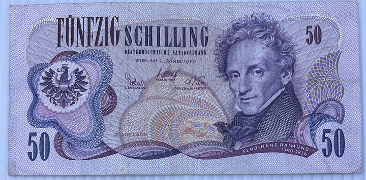 Austria 1970 50 Schilling P-143 Used World Banknote - Cool Coins & Notes