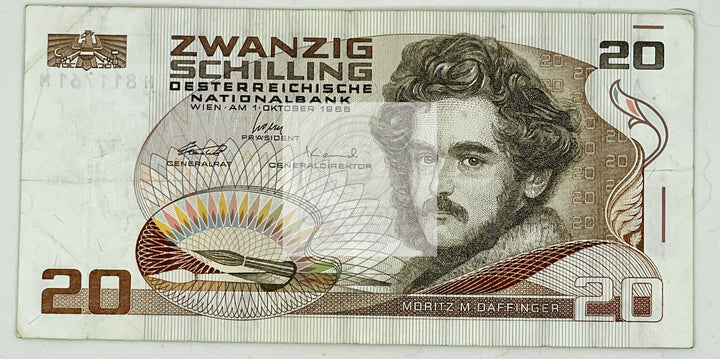 Austria 1986 20 Schilling P148, Used Banknote - Cool Coins & Notes