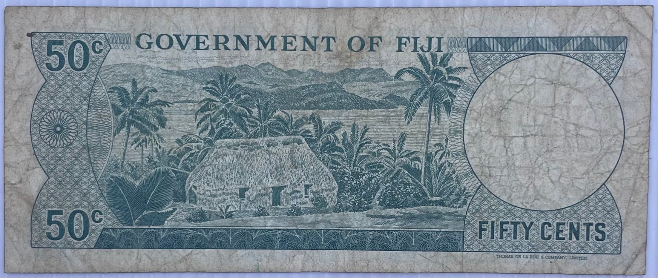 1971 Fiji 50 Cents P-58 Circulated World Banknote