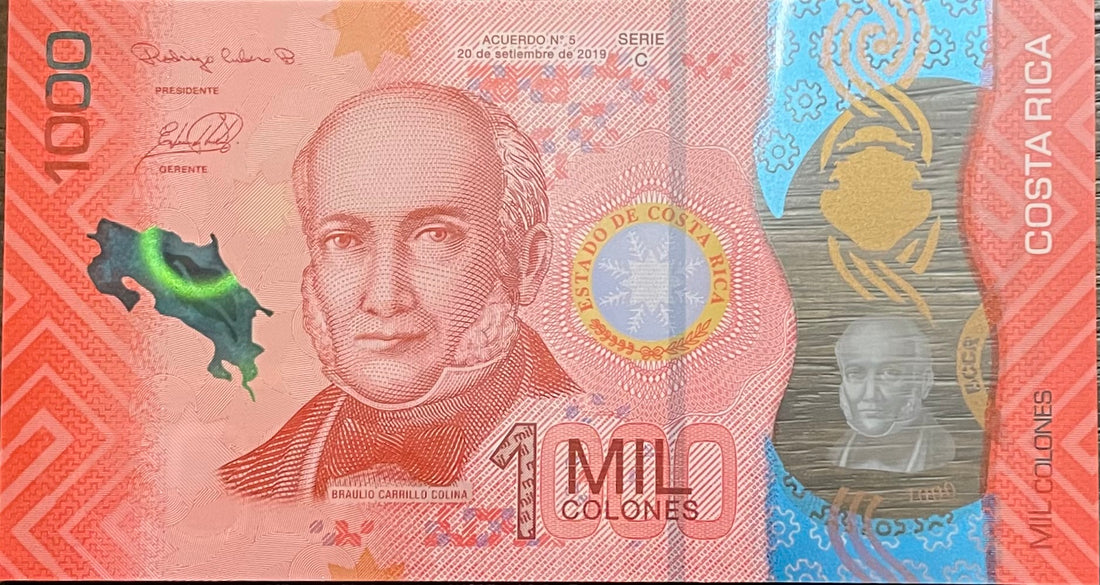 2019 Costa Rica 1,000 Colones P-280 UNC Polymer World Banknote