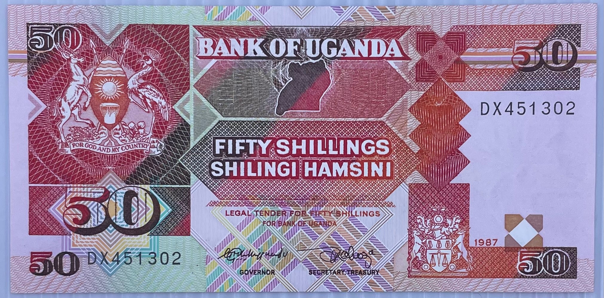 1987 Uganda 5 Shillings P-27 UNC World Banknote
