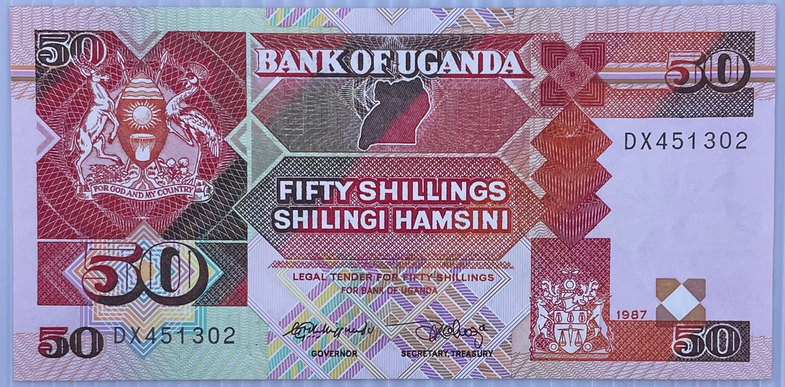 1987 Uganda 5 Shillings P-27 UNC World Banknote