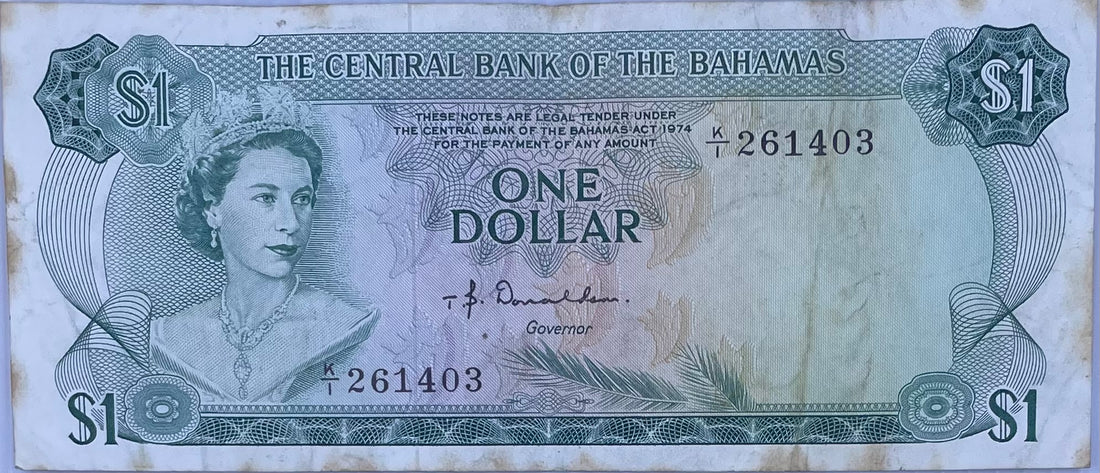 Bahamas 1974 1 Dollar P-35 QEII Used World Currency Banknote