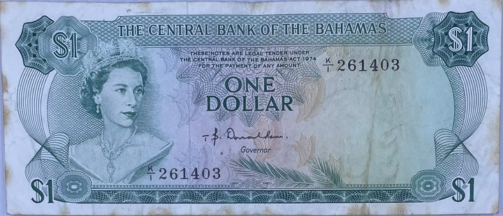Bahamas 1974 1 Dollar P-35 QEII Used World Currency Banknote