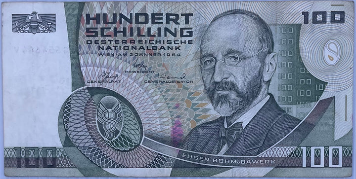 1984 Austria 100 Shillings P-150 World Banknote