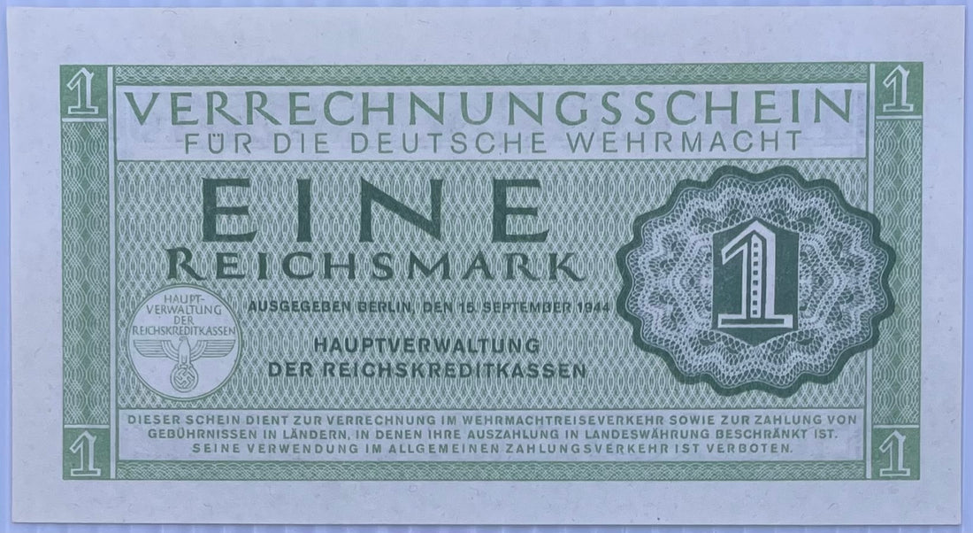 Germany 1944 1 Reichsmark P-M30, R-511 UNC Nazi Swastika WehrmachtWorld Banknote