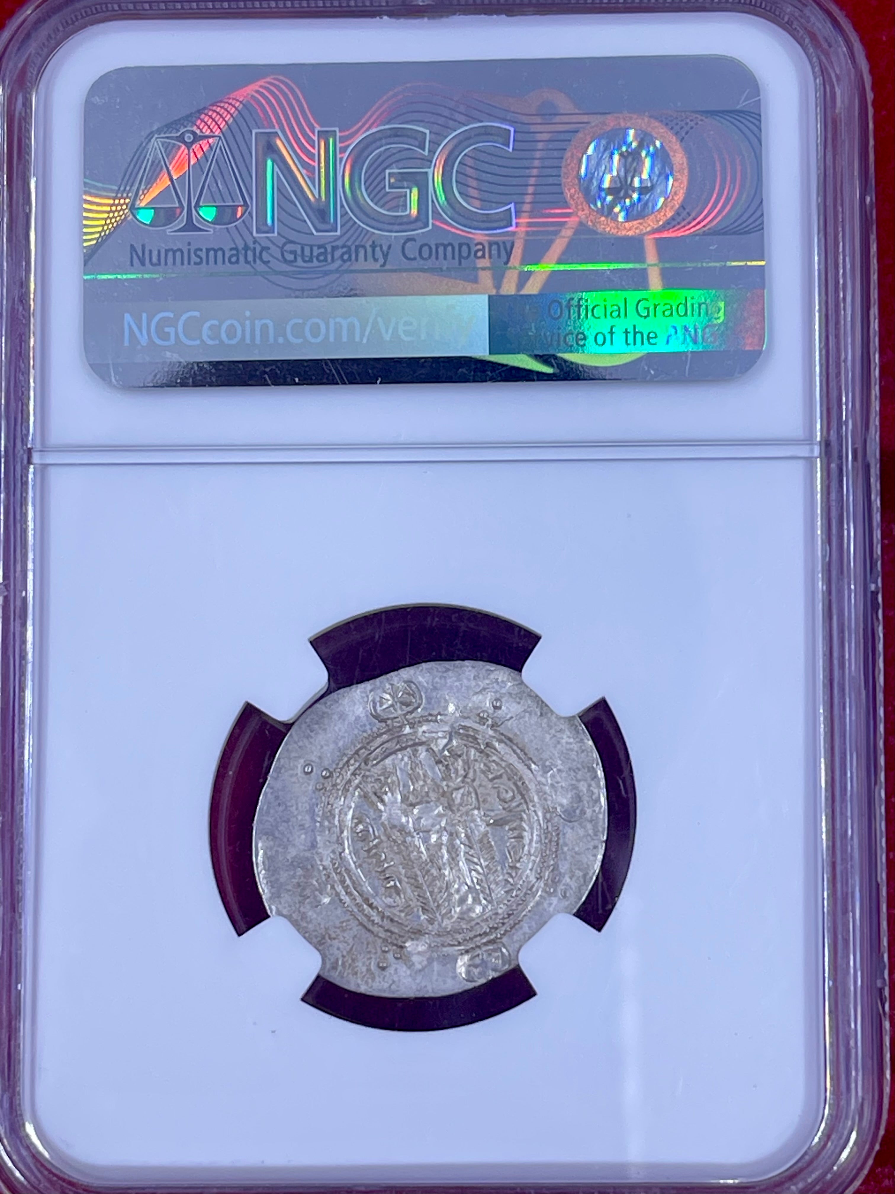 NGC ANCIENTS-Tabaristan AD 780-793 AR (Silver) Hemidrachm MS (Mint State Grade)