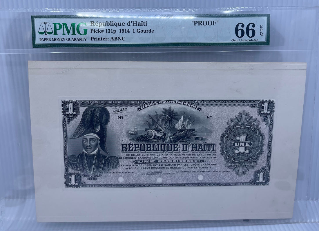 HAITI -1914 PROOF 1 GOURDE PMG 66 EPQ P131p, World Banknote