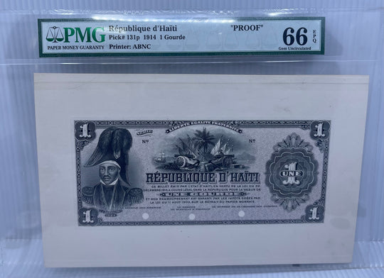 HAITI -1914 PROOF  1 GOURDE PMG 66 EPQ P131p, World Banknote
