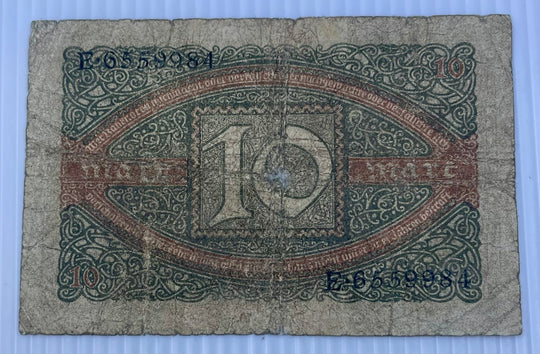 Germany 1920 10 Mark P-67 Circulated World Banknote Currency