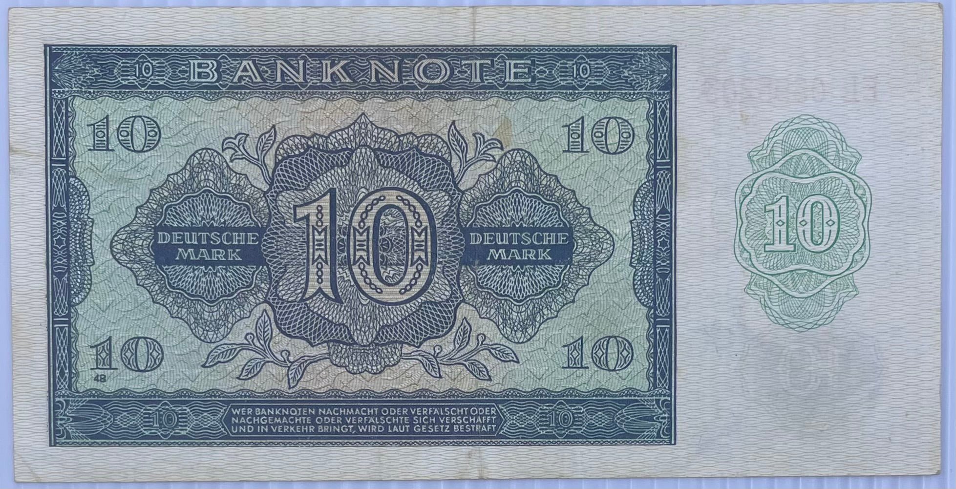 1948 Germany DDR 10 Mark P-12B Circulated World Banknote