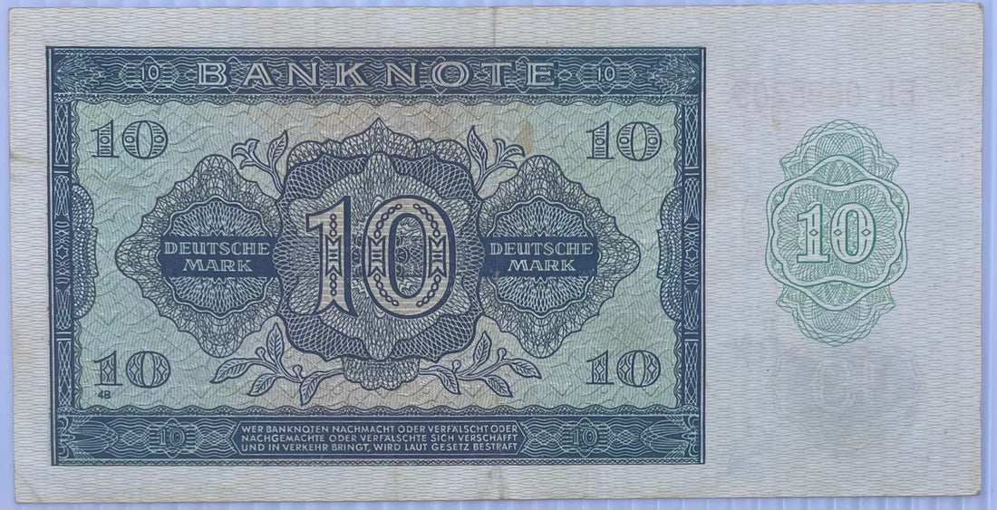 1948 Germany DDR 10 Mark P-12B Circulated World Banknote