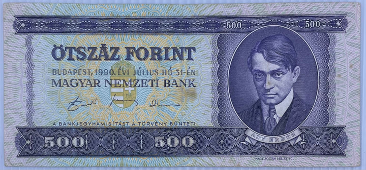 1990 Hungary 500 Forint P-175 Used World Banknote