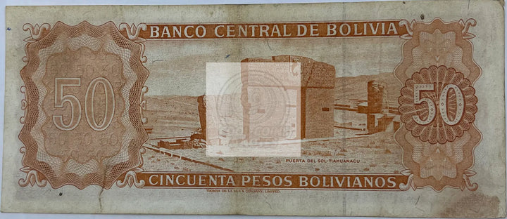 BOLIVIA, 50 PESOS BOLIVIANOS, 1962 P162 - Cool Coins & Notes