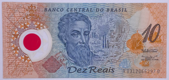 BRAZIL 10 RIELS P-248 b 2000 RARE Pedro Alvares Cabral COMMEMORATIVE POLYMER UNC
