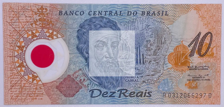 Brazil 10 Reais 2000 polymer banknote featuring Pedro Alvares Cabral, UNC condition