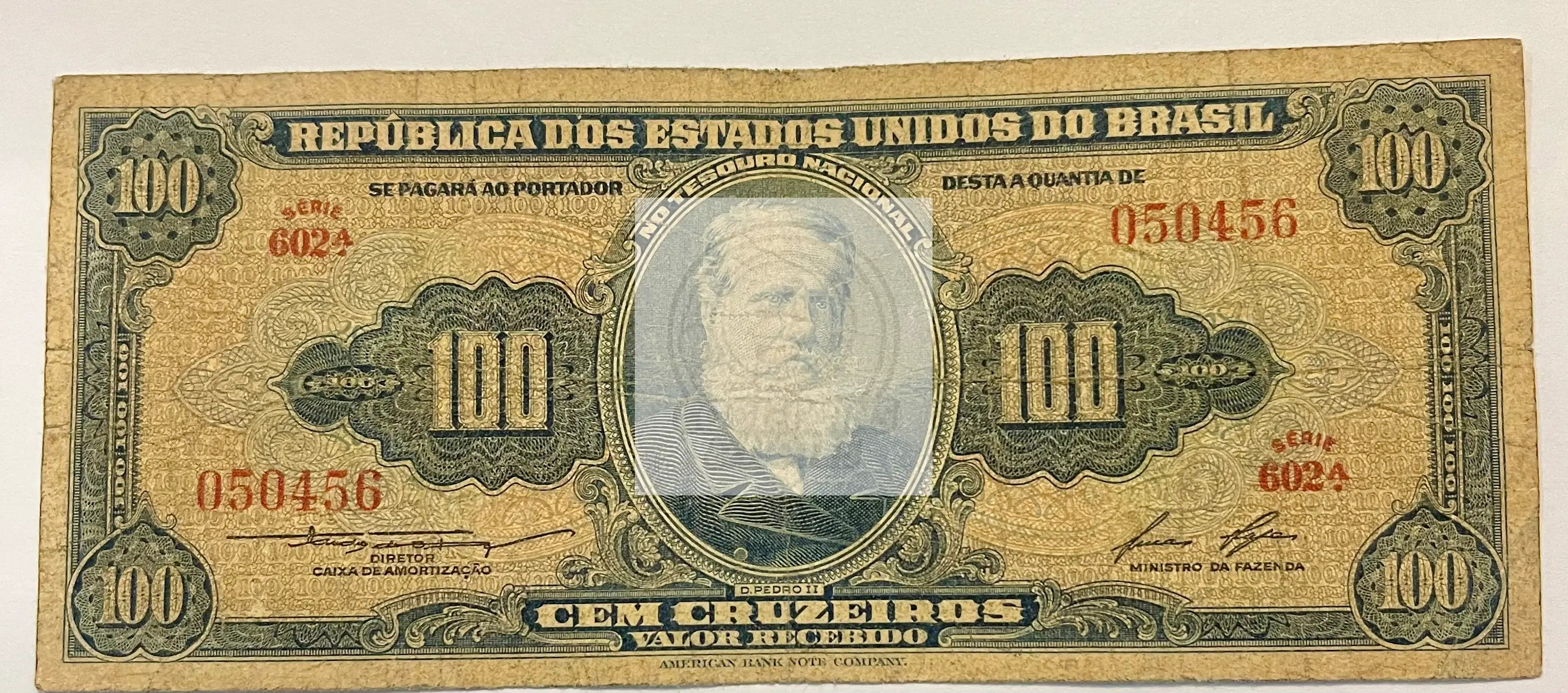 Brazil 1955 100 Cruzeiros banknote P153c vintage currency note