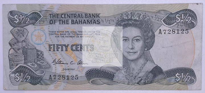 Bahamas - 1/2 Dollar 50 Cents 1974 ( 1984 ) P. 42, Used WorldBanknote - Cool Coins & Notes