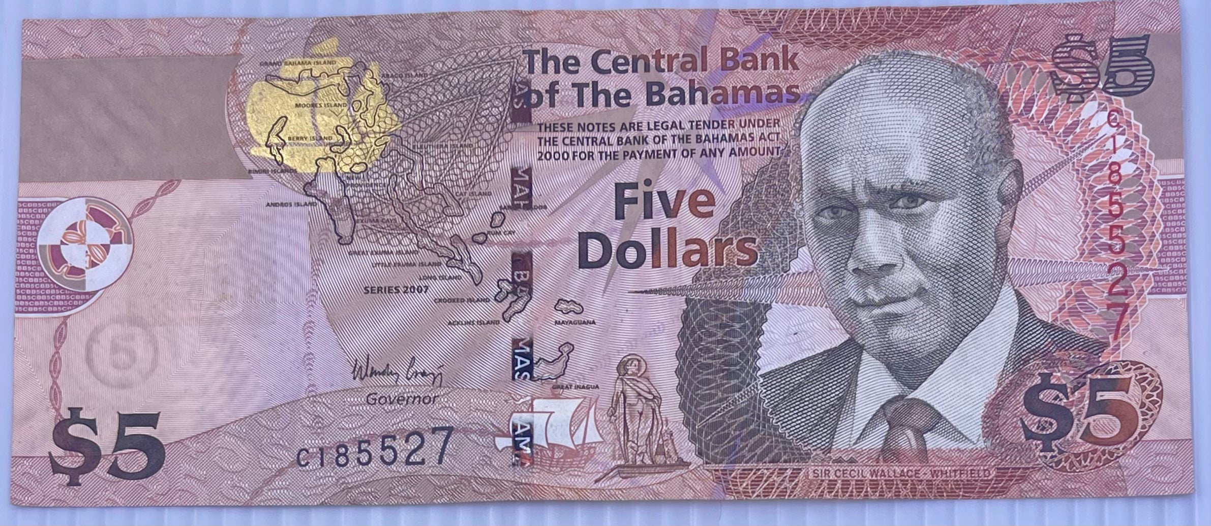 Bahamas 2007 5  Dollars P-72 Used World Banknote Cool Coins & Notes 
