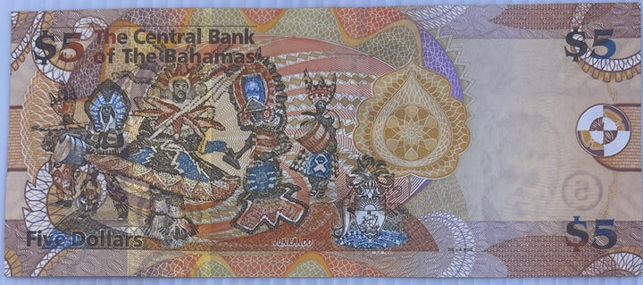 Bahamas 2007 5  Dollars P-72 Used World Banknote Cool Coins & Notes 