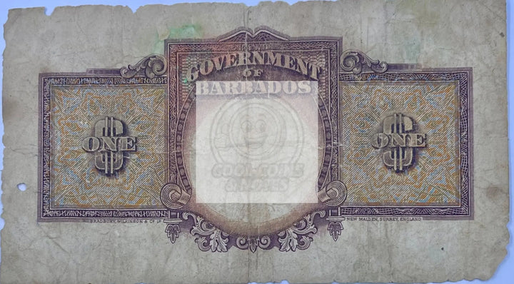 Barbados 1943 1 Dollar P-2 Used World  Banknote Cool Coins & Notes 