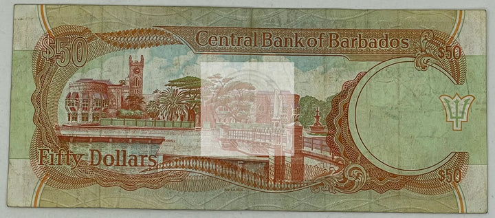 Barbados 1989 50 Dollars P-40a - Cool Coins & Notes