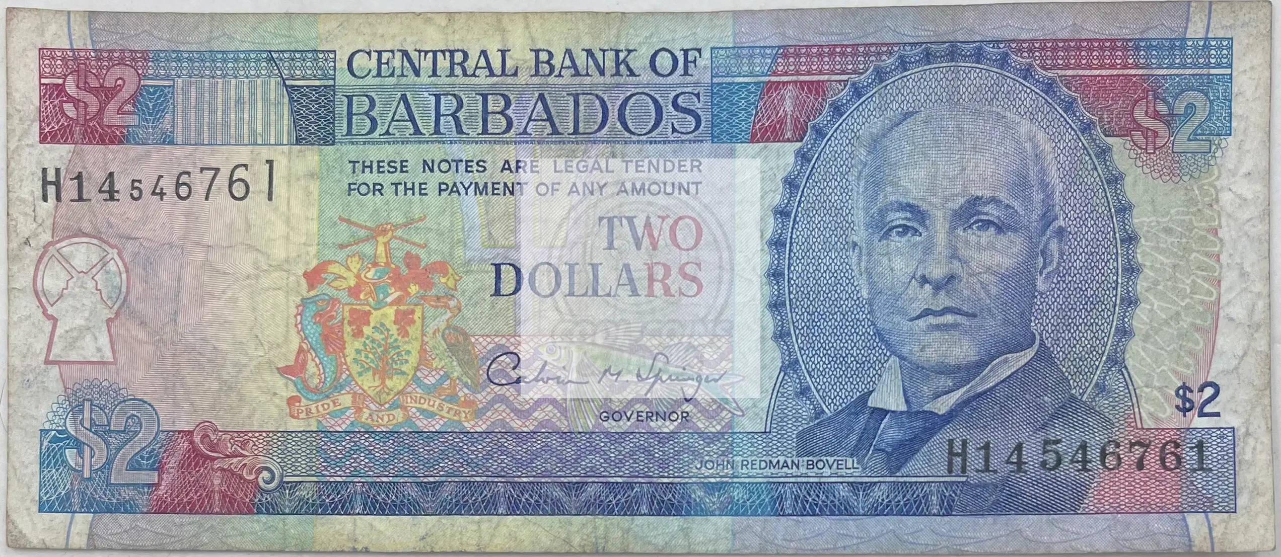 Barbados 1995-1997 2 Dollars P-46 Used World Banknote Currency - Cool Coins & Notes