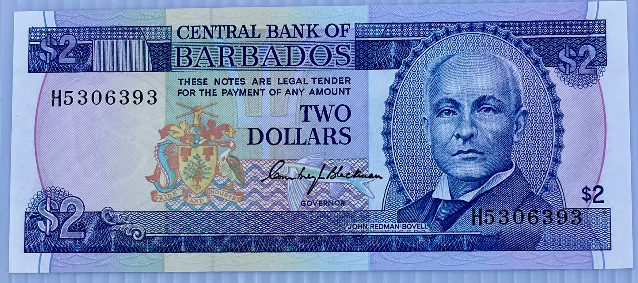 Barbados 2 Dollars 1980-87 P-30 UNC Banknote Cool Coins & Notes