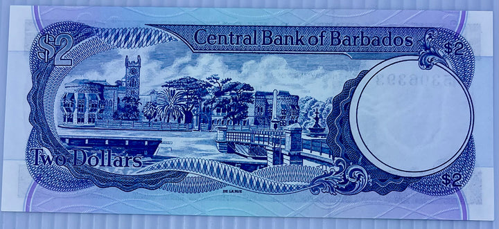 Barbados 2 Dollars 1980-87 P-30 UNC Banknote Cool Coins & Notes