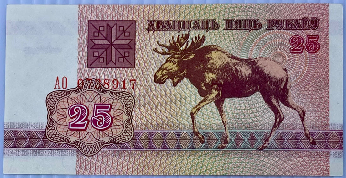 Belarus 1992 25 Rubles P-6 UNC  World Banknote Currency - Cool Coins & Notes