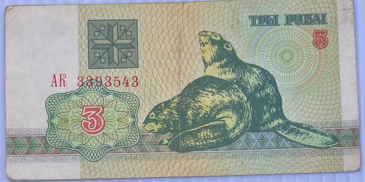 Belarus 1992 3 Rubles P-3 Used World Banknote Currency - Cool Coins & Notes