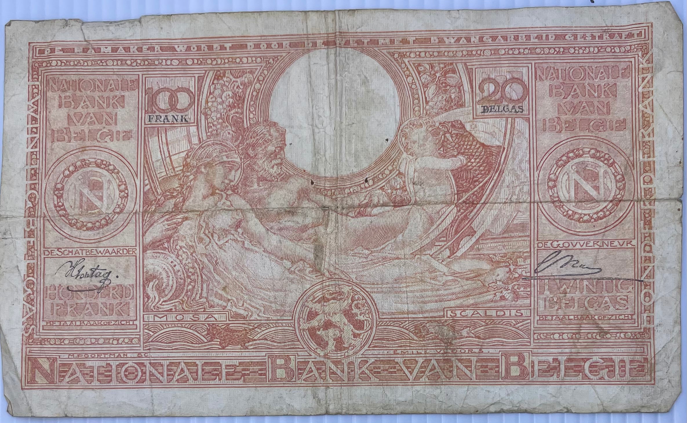 Belgium 1944 100 Francs P-113 Used World Banknote - Cool Coins & Notes