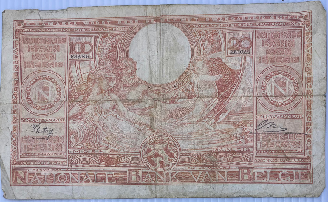 Belgium 1944 100 Francs P-113 Used World Banknote - Cool Coins & Notes