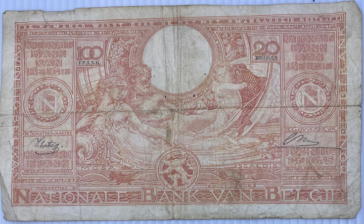 Belgium 1944 100 Francs P-113 Used World Banknote - Cool Coins & Notes