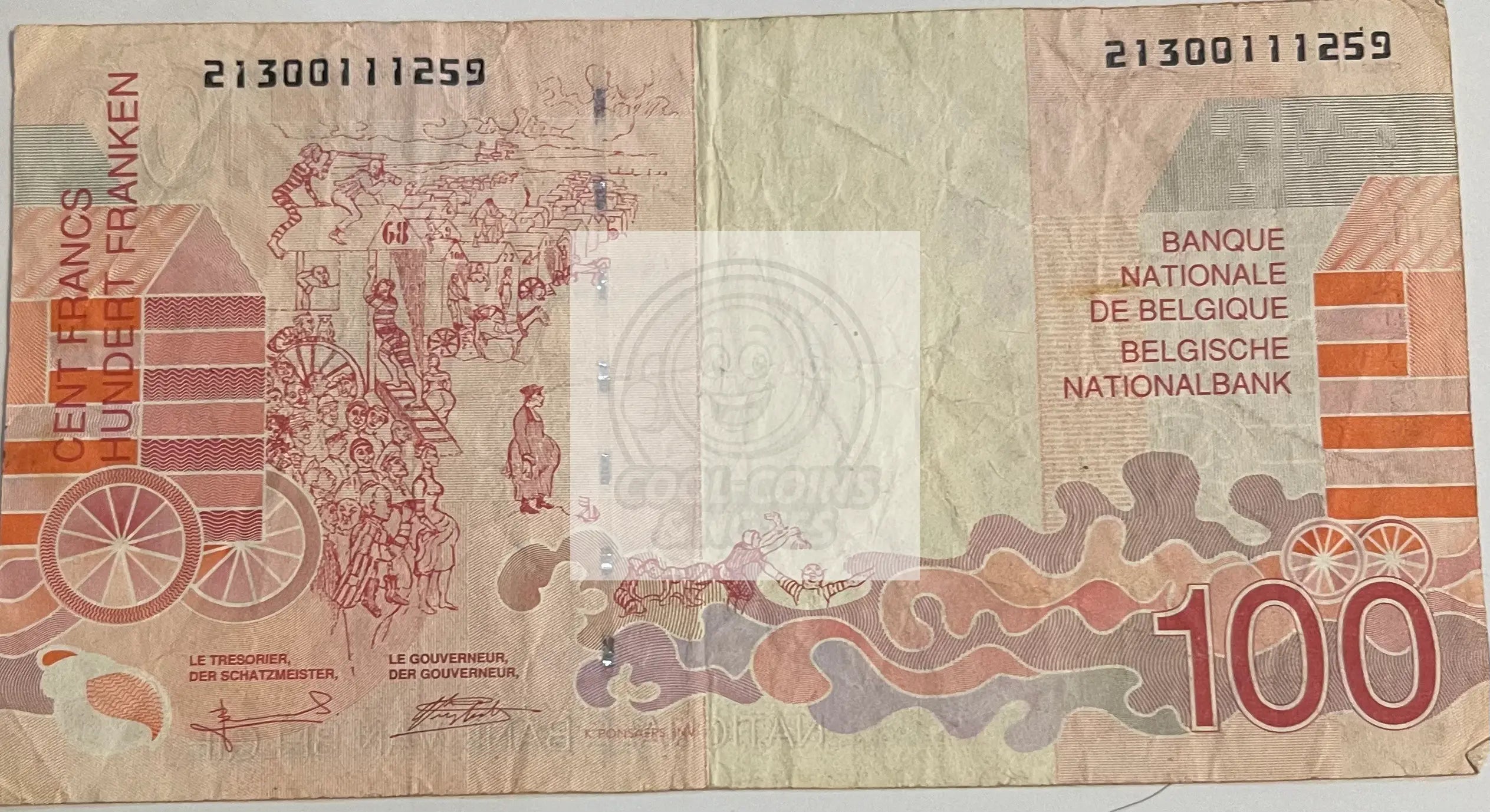 Belgium 1999-2000 100 Francs P-147a.2, Used World Banknote - Cool Coins & Notes